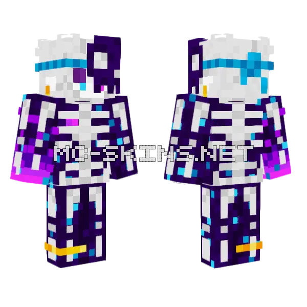 Destri Esqueleto RGB Minecraft skin, front and back
