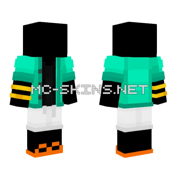 Detailed Aqua Outfit Template Minecraft skin, front and back
