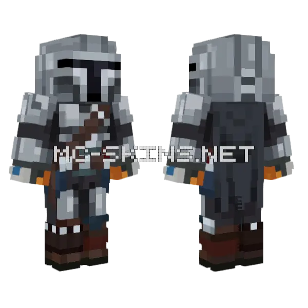 Din Djarin The Mandalorian Minecraft skin, front and back