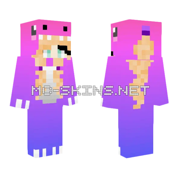 Dino Girl Minecraft skin, front and back