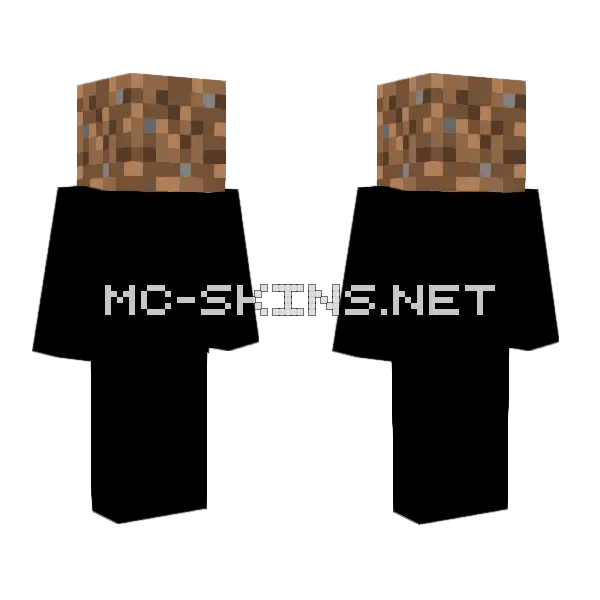 Dirt Block Head Minecraft skin, front and back
