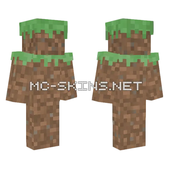 Dirt Block Outfit Minecraft skin, front and back