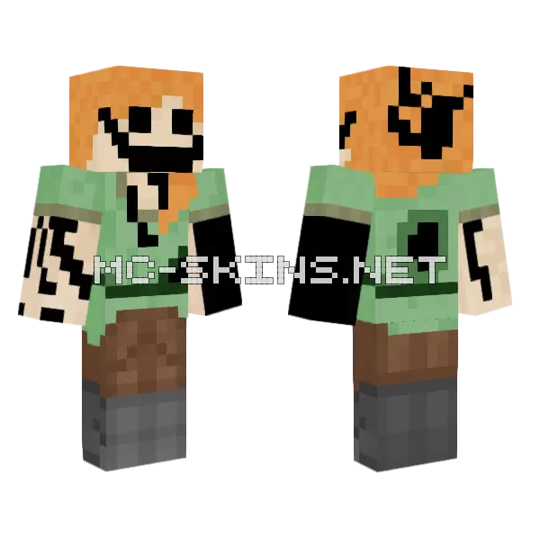 Distorted Alex Minecraft skin, front and back