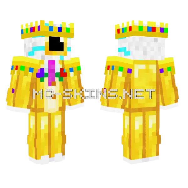 Divine Eggchan King in Yellow Minecraft skin, front and back