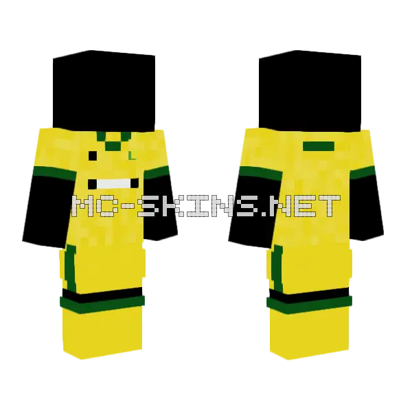 Djylocal Yellow Green Outfit Minecraft skin, front and back