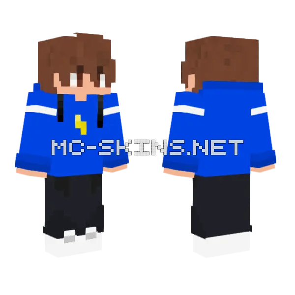 Dnanimation Blue Hoodie Minecraft skin, front and back
