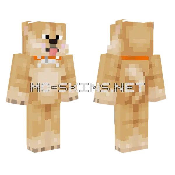 Doge Shiba Inu Tongue Blush Minecraft skin, front and back