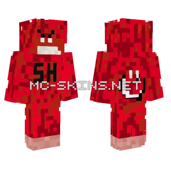 Dominoking Angry Red Minecraft skin, front and back