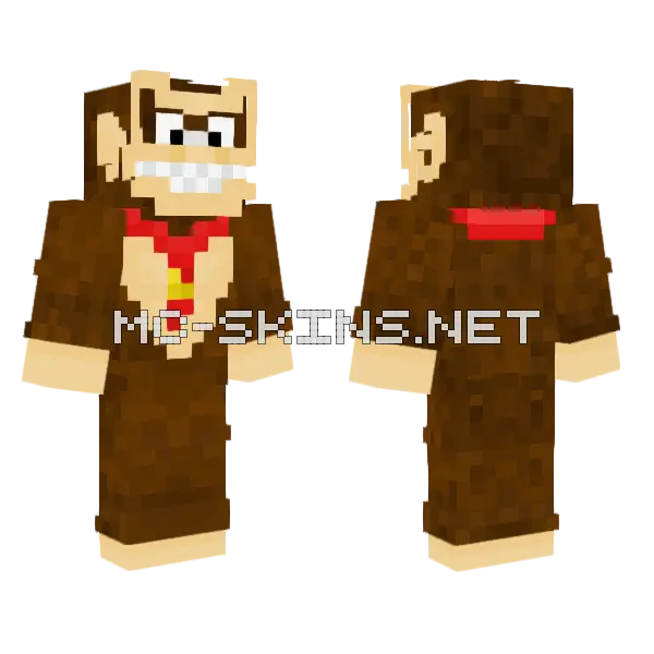 Donkey Kong Minecraft skin, front and back