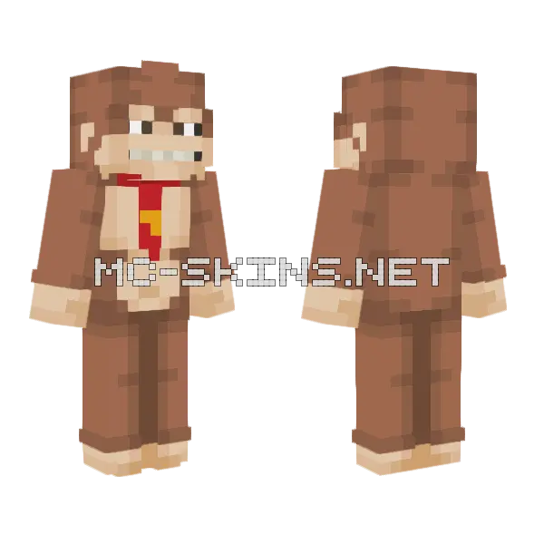 Donkey Kong Minecraft skin, front and back