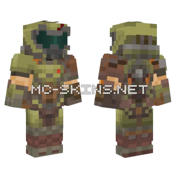 Doom Slayer Minecraft skin, front and back