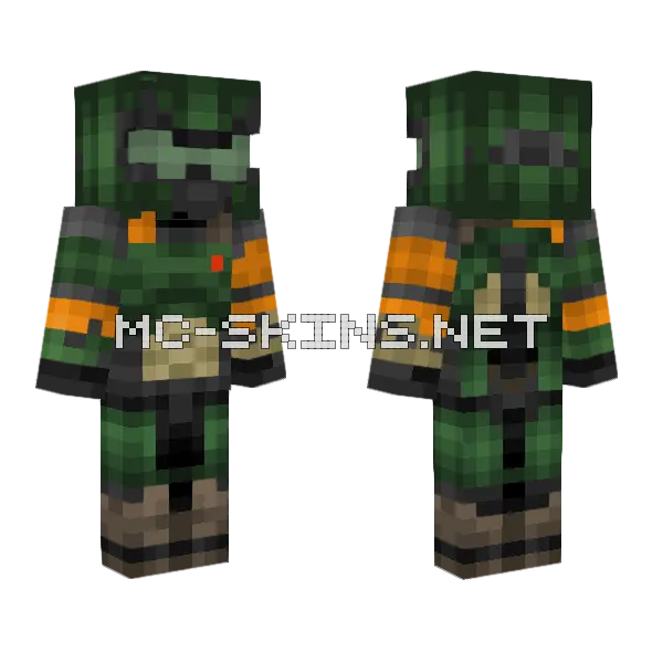 Doom Slayer Minecraft skin, front and back