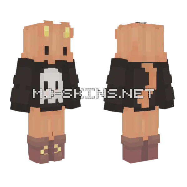 Dos The Pumpkin Cat Minecraft skin, front and back