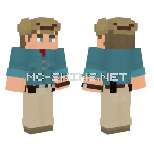 Dr Alan Grant Jurassic Park Minecraft skin, front and back