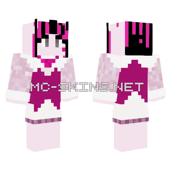 Draculaura Pink Hair Minecraft skin, front and back