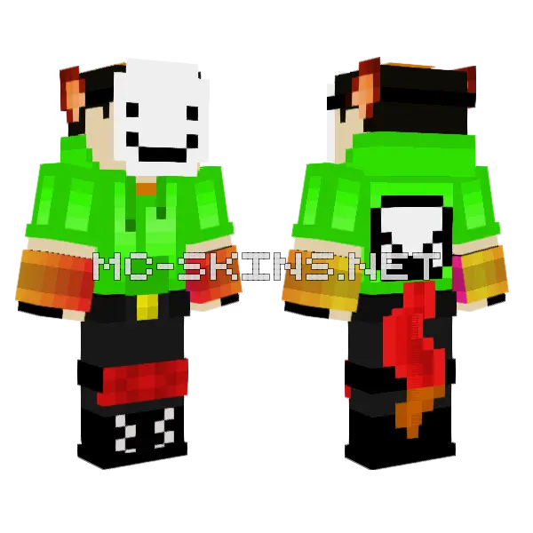 Dream Fox Hunter Minecraft skin, front and back