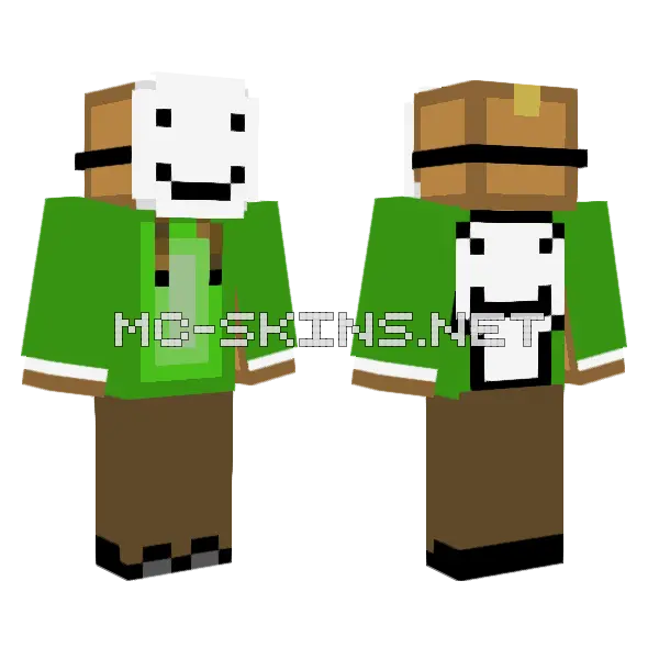 Dream Hoodie Mr Box Minecraft skin, front and back