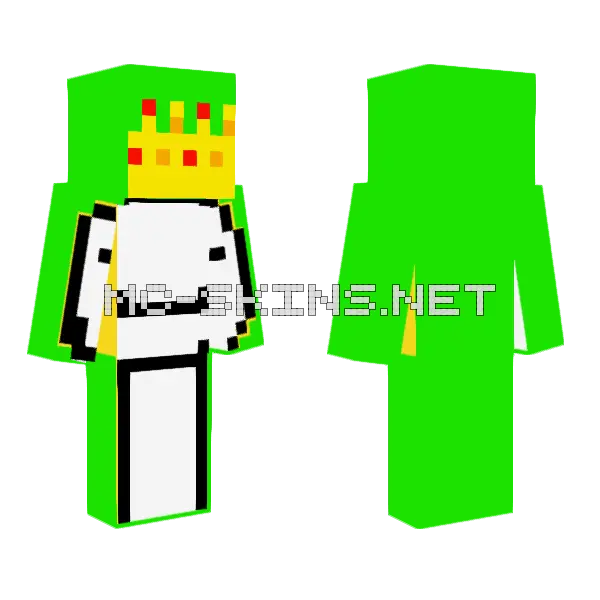 Dream King Minecraft skin, front and back