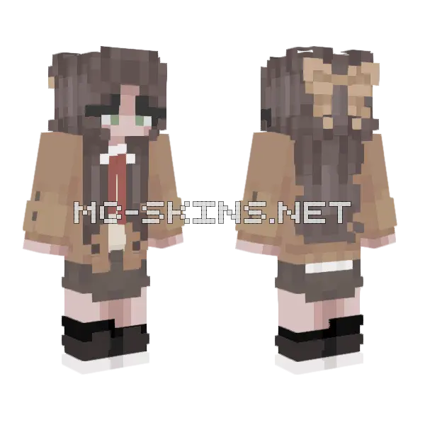 Dretroot School With Bow Minecraft skin, front and back