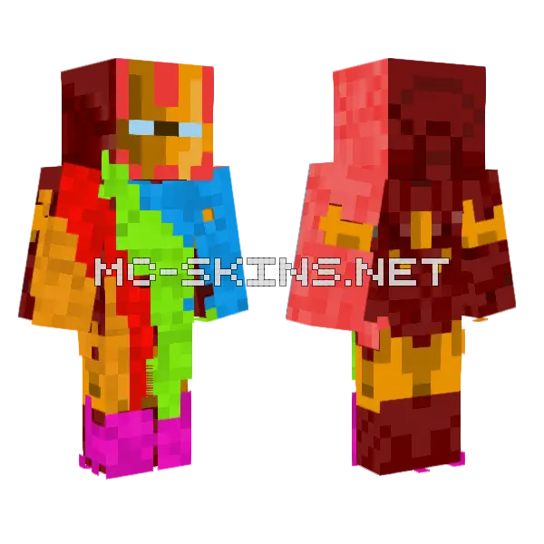 Drippy Iron Man Minecraft skin, front and back