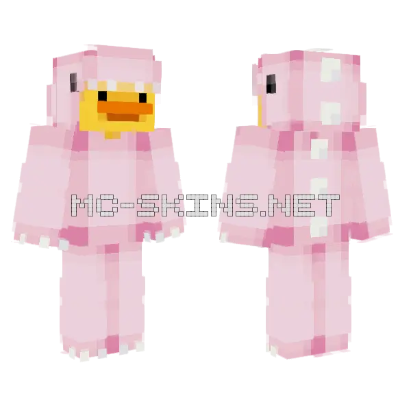 Duck Dino Pink Minecraft skin, front and back