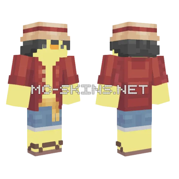 Duck Luffy Minecraft skin, front and back