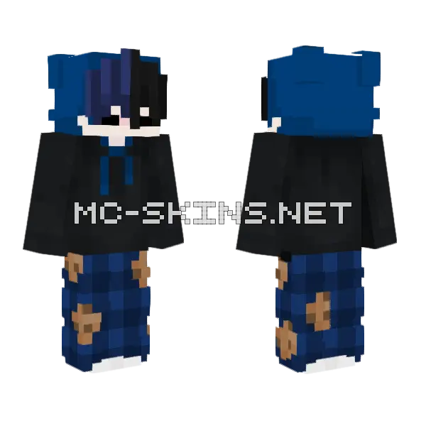 Dumarox Blue Plaid Minecraft skin, front and back