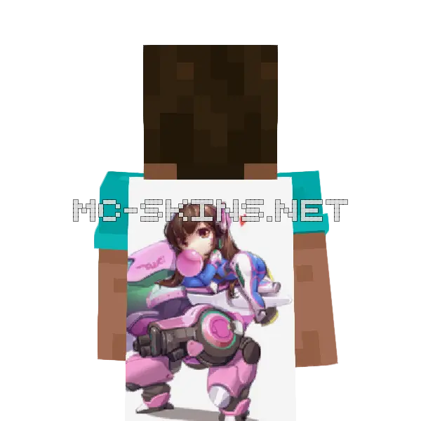 D.Va Minecraft cape worn on a player