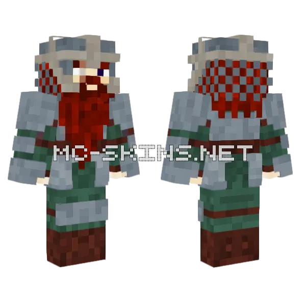 Dwarf Warrior Minecraft skin, front and back