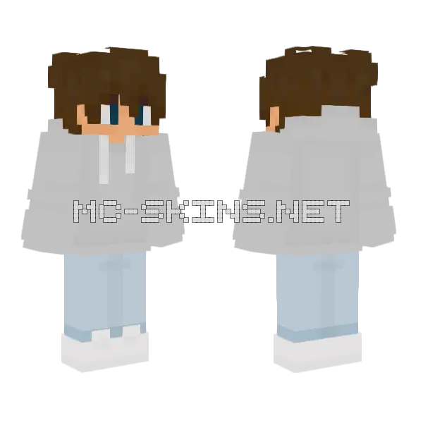 Dylan Grey Hoodie Minecraft skin, front and back