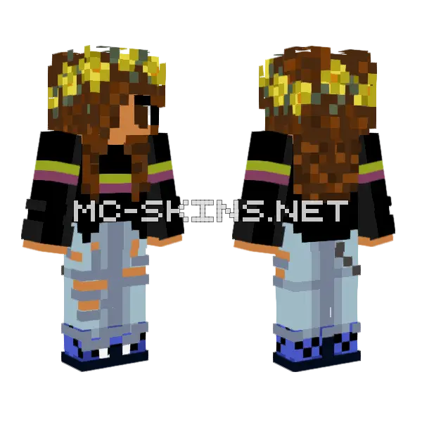 E Girl With Flowers Minecraft skin, front and back