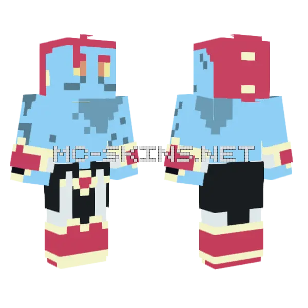 Eass Pluto Shirtless Minecraft skin, front and back