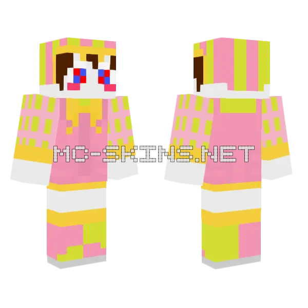 Easter Pomni Fanmade Minecraft skin, front and back