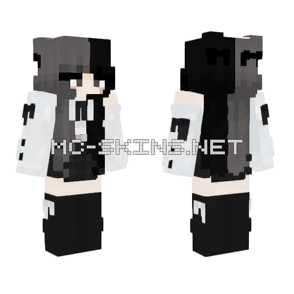 Eddiitti Black and White Minecraft skin, front and back