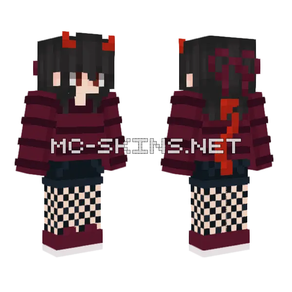 Edgy Demon Gal Minecraft skin, front and back