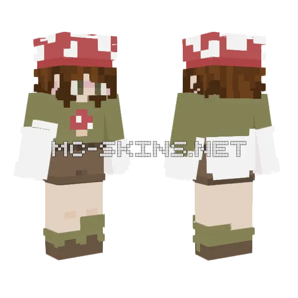 Edited Mushroom Girl Minecraft skin, front and back