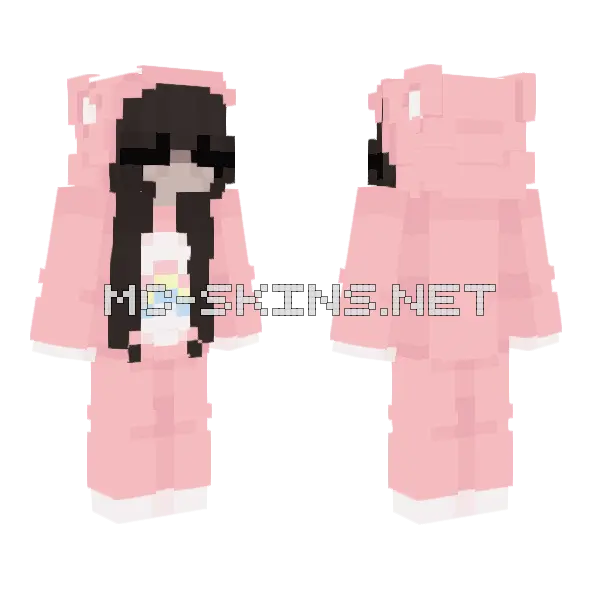 Egirl Carebear Minecraft skin, front and back