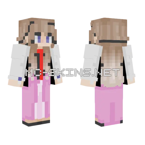 Eilonwy Pink Outfit Minecraft skin, front and back