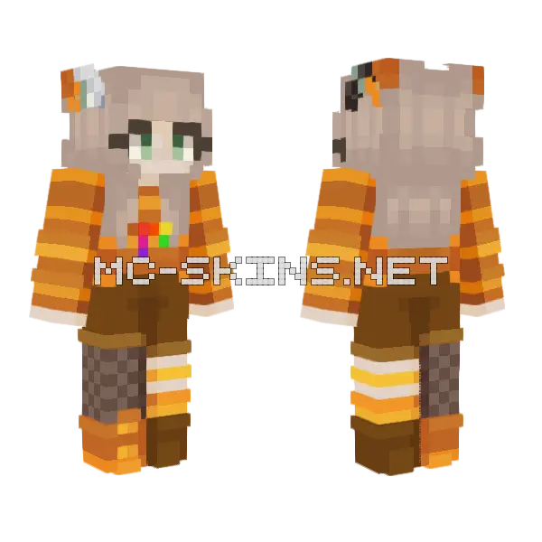 Elainaexe Orange Ocelots Minecraft skin, front and back
