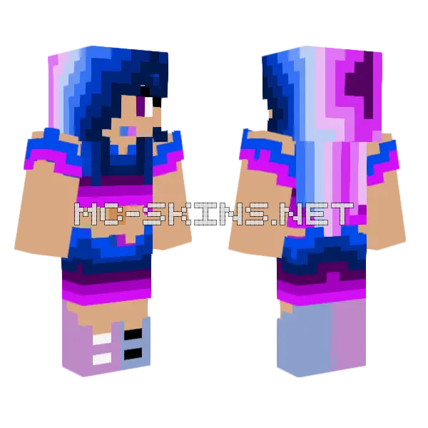 Electric Blue Haired Girl, front and back
