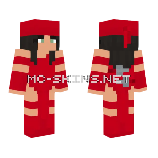 Elektra Marvel Comics Minecraft skin, front and back