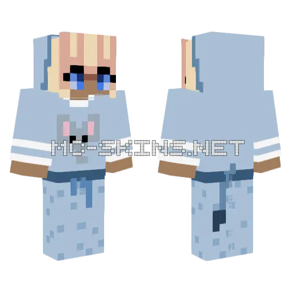 Ellie Blue Pajamas Minecraft skin, front and back