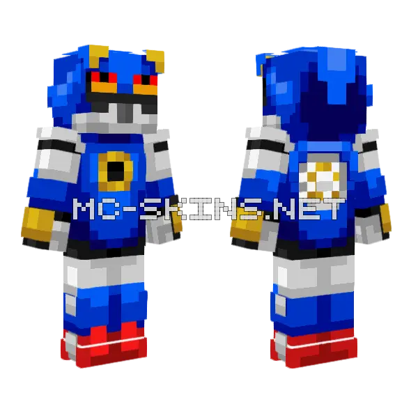 Elmepicaunpulmon Blue Robot Minecraft skin, front and back