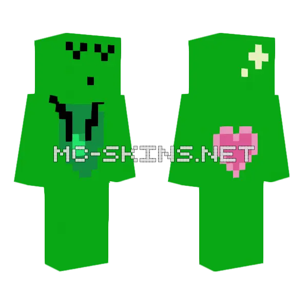 Emerald Heart Minecraft skin, front and back