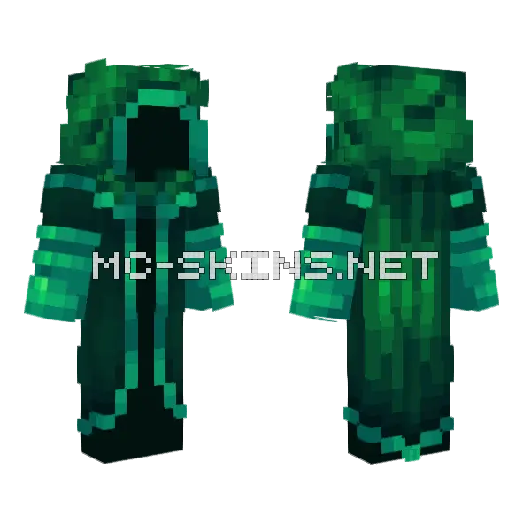 Emerald Mage Minecraft skin, front and back