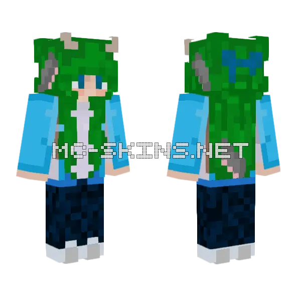 Emerald Sheep Girl Minecraft skin, front and back