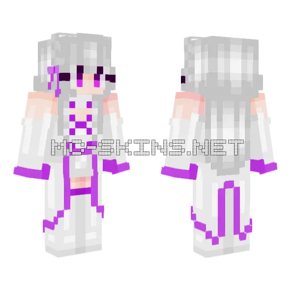 Emilia White Dress Minecraft skin, front and back
