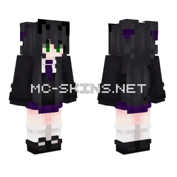 Emo Cat Girl Minecraft skin, front and back