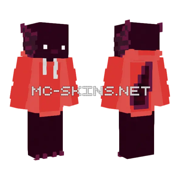 Ender Axolotl Minecraft skin, front and back