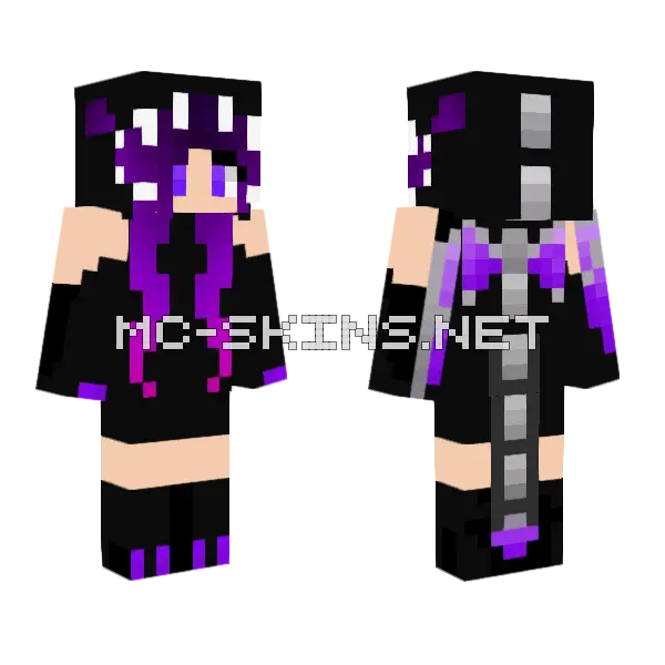 Ender Dragon Girl Minecraft skin, front and back